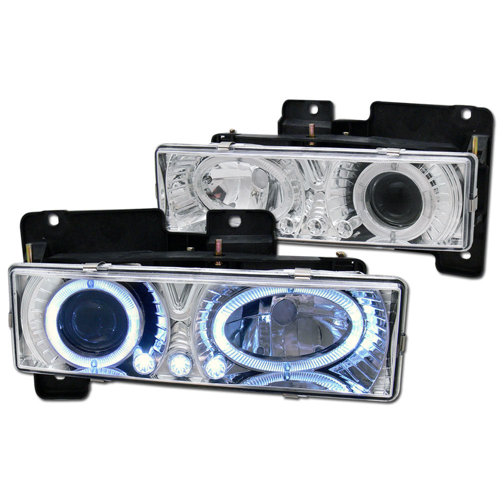 1992-1999 Chevy/GMC Full Size SUV Halo Projector Headlights Chrome
