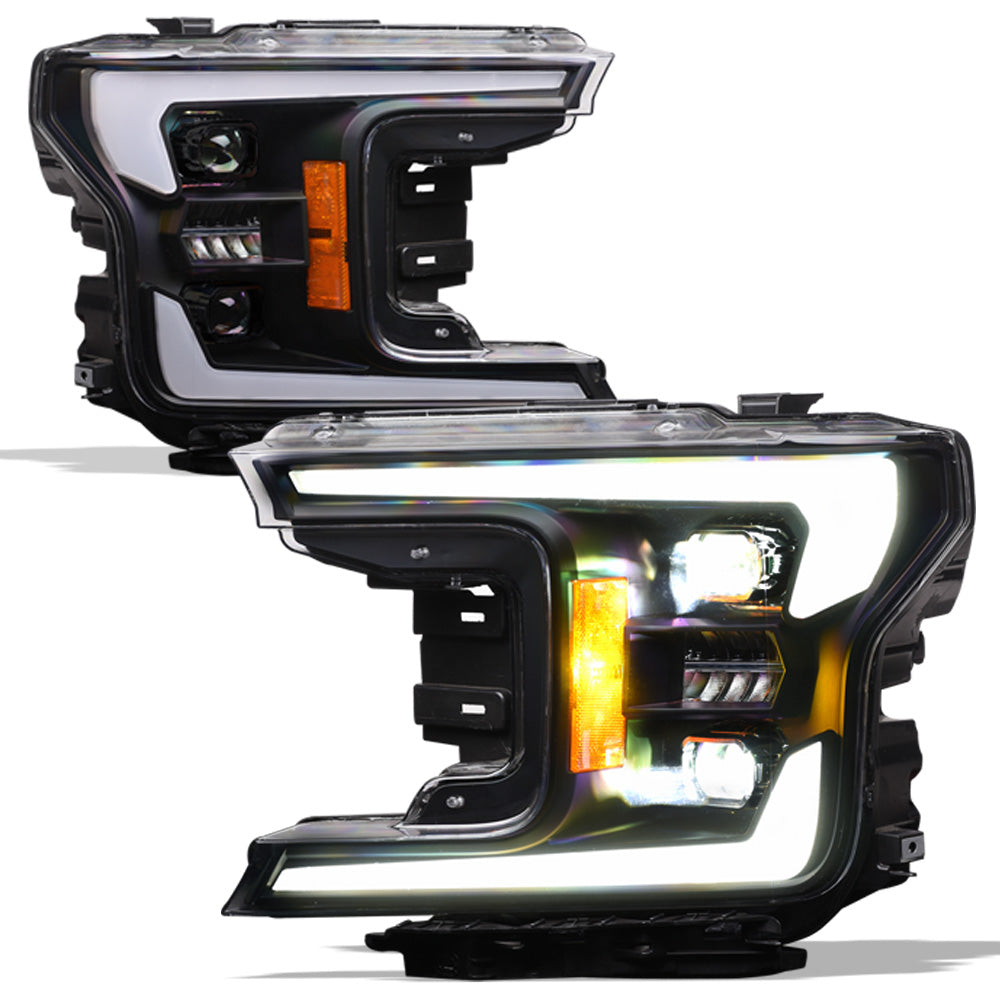 2018-2020 Ford F-150 Full LED Projector Headlights Black - FR646