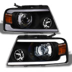 04-08 Ford F-150 Full LED Projector Headlights Black - HLPLNB