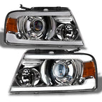 04-08 Ford F-150 Full LED Projector Headlights Chrome - FDPU04D