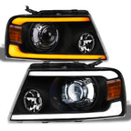 04-08 Ford F-150 Full LED Projector Headlights Sequential Signal - Black