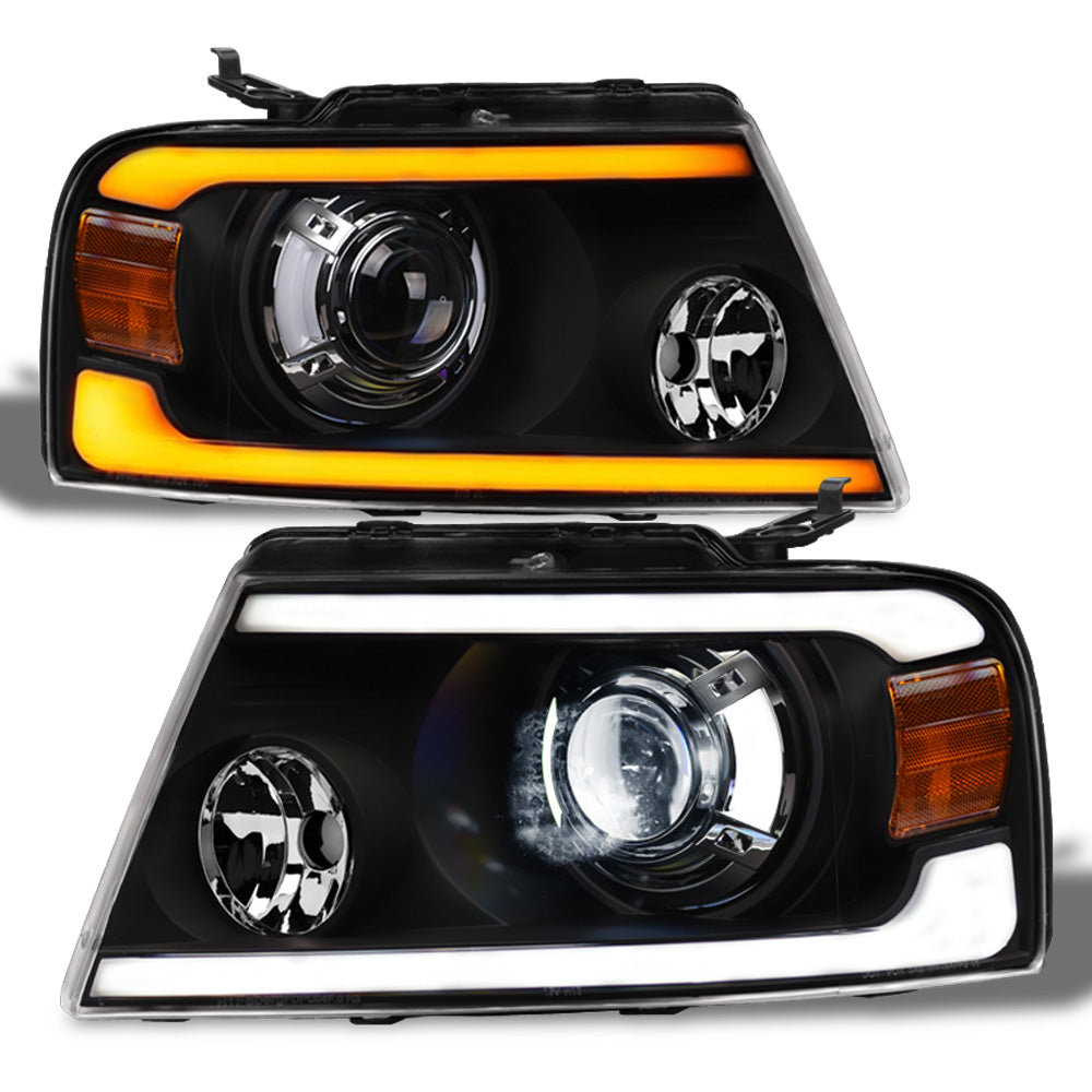 04-08 Ford F-150 Full LED Projector Headlights Sequential Signal - Black