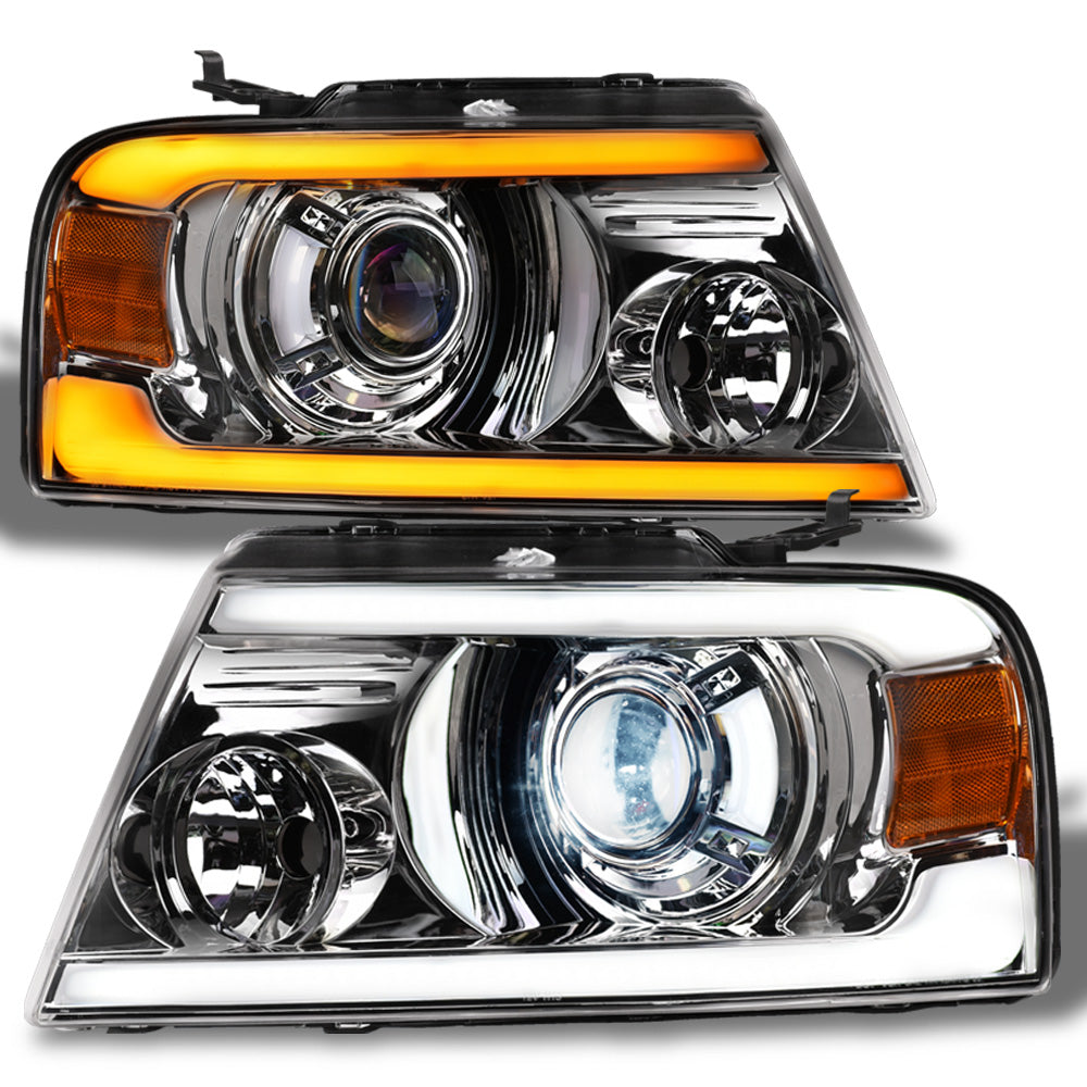 04-08 Ford F-150 Full LED Projector Headlights Sequential Chrome