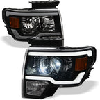 09-14 Ford F-150 Full LED Projector Headlights w/ Light Bar - Black