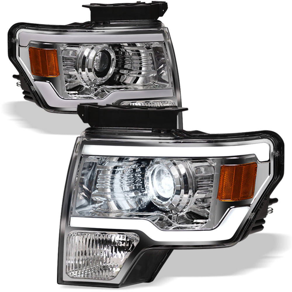 09-14 Ford F-150 Full LED Projector Headlights Black - FDPU09C.00