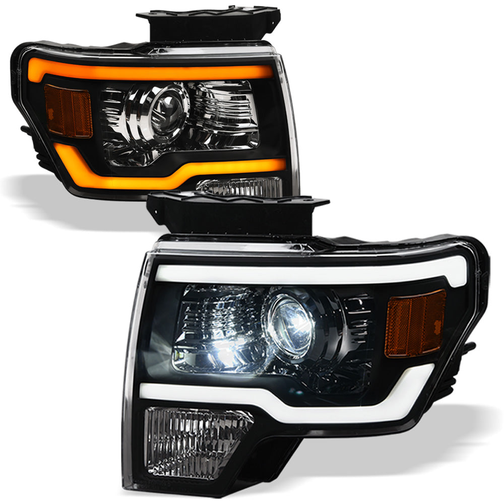 09-14 Ford F-150 Full LED Projector Headlights Sequential Signal - Black