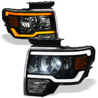 09-14 Ford F-150 Full LED Projector Headlights Sequential Signal - Black