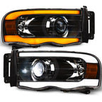 02-05 Dodge Ram Full LED Projector Headlights Sequential Signal - Black