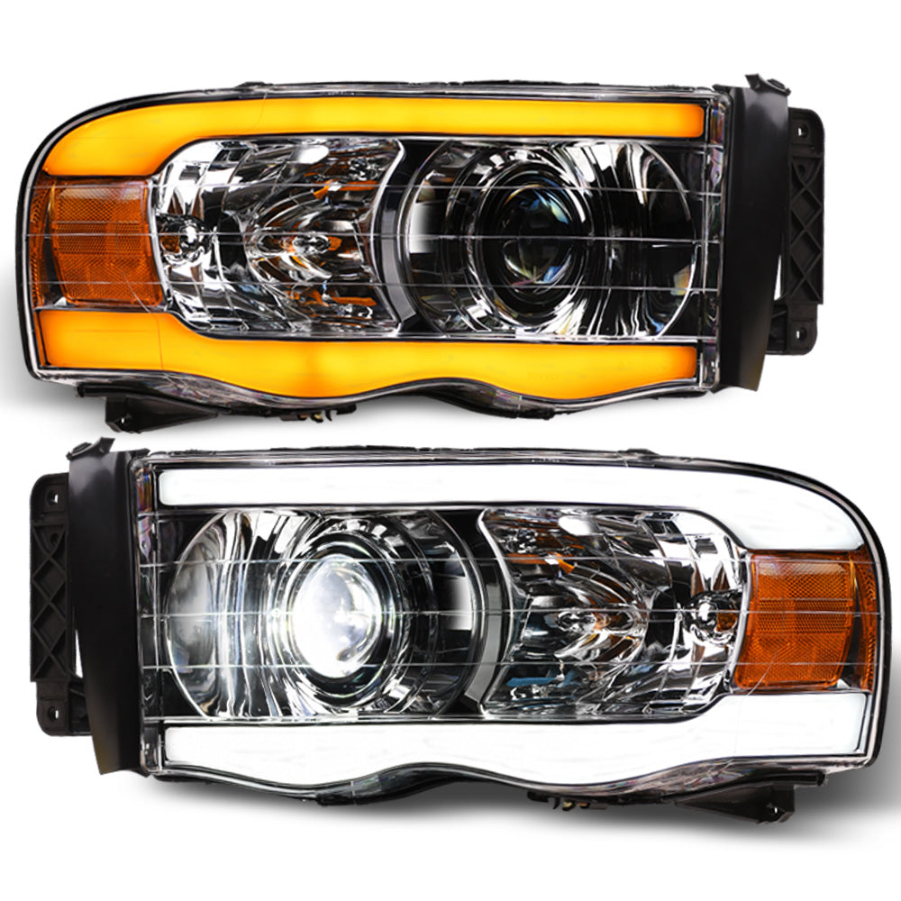 02-05 Dodge Ram Full LED Projector Headlights Sequential Signal Chrome