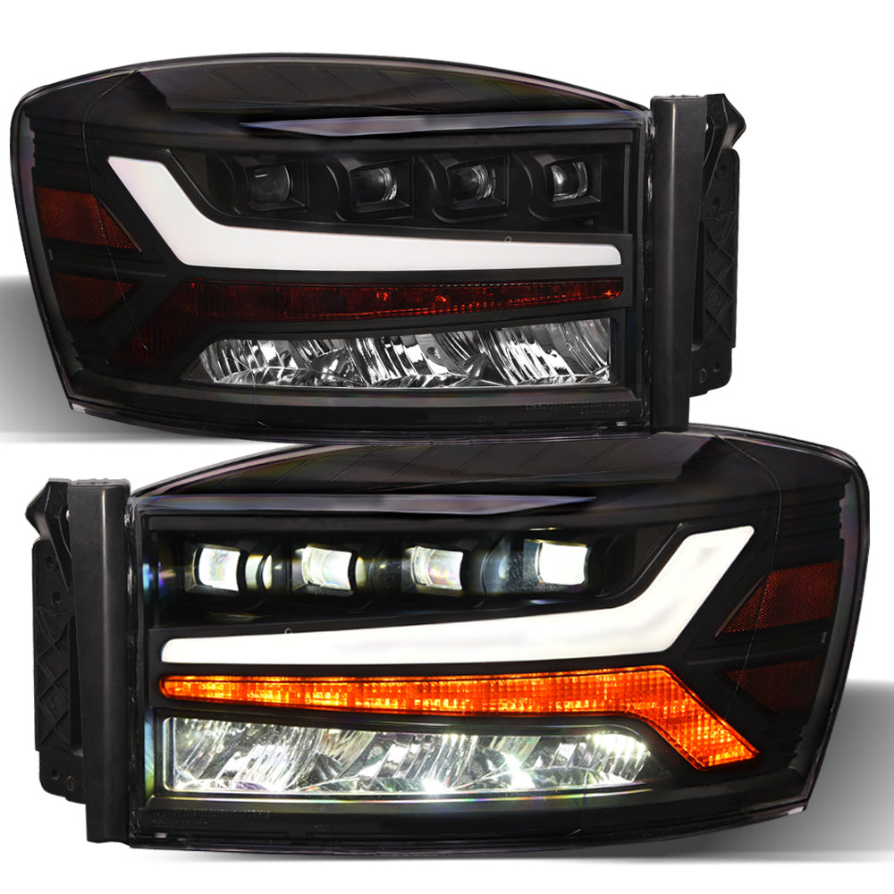 2006-2009 Dodge Ram Full LED Projector Headlights Black