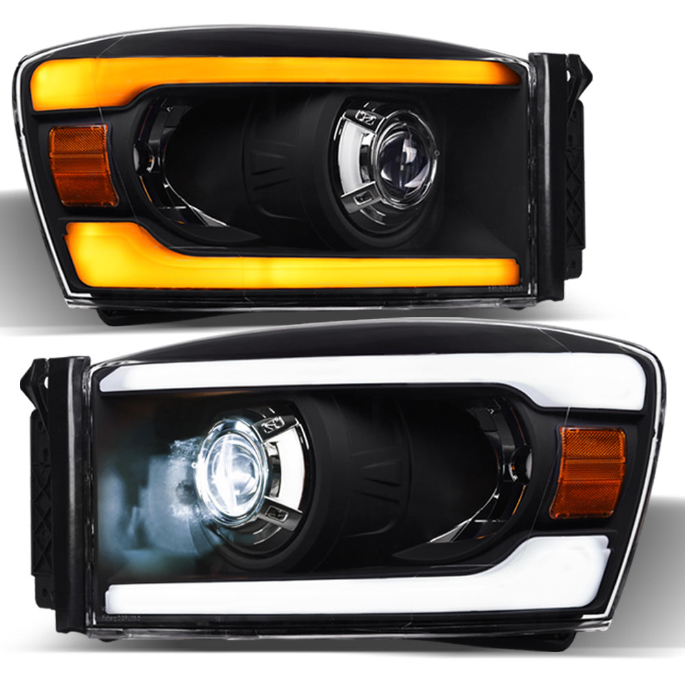 06-08 Dodge Ram Full LED Projector Headlights Sequential Signal - Black