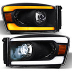 06-08 Dodge Ram Full LED Projector Headlights Sequential Signal - Black