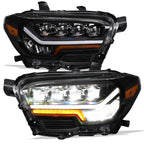 2016-2023 Toyota Tacoma Full LED Projector Headlights Amber - Black