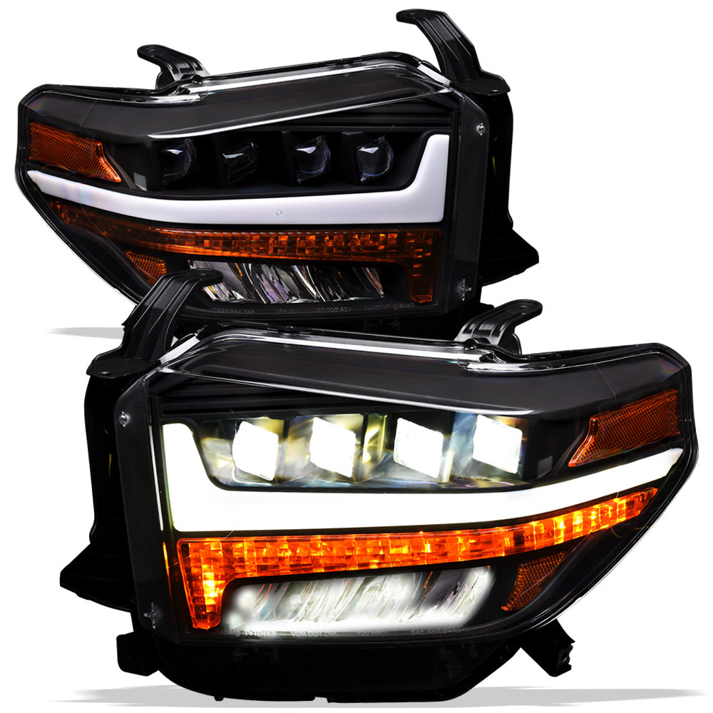 2014-2021 Toyota Tundra Full LED Projector Headlights Black Amber