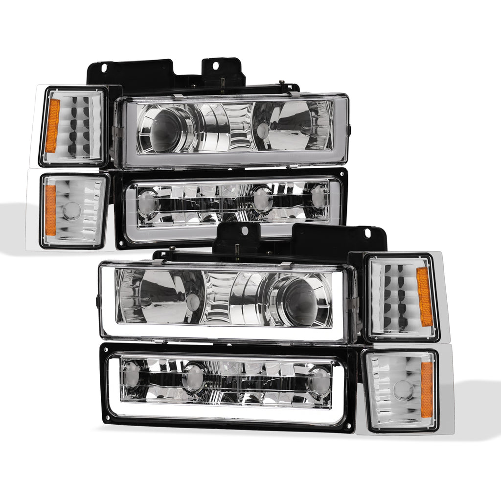 1994-2000 Chevrolet C/K Series Projector Headlights 8PC Set - Chrome
