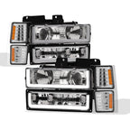 1994-2000 Chevrolet C/K Series Projector Headlights 8PC Set - Chrome