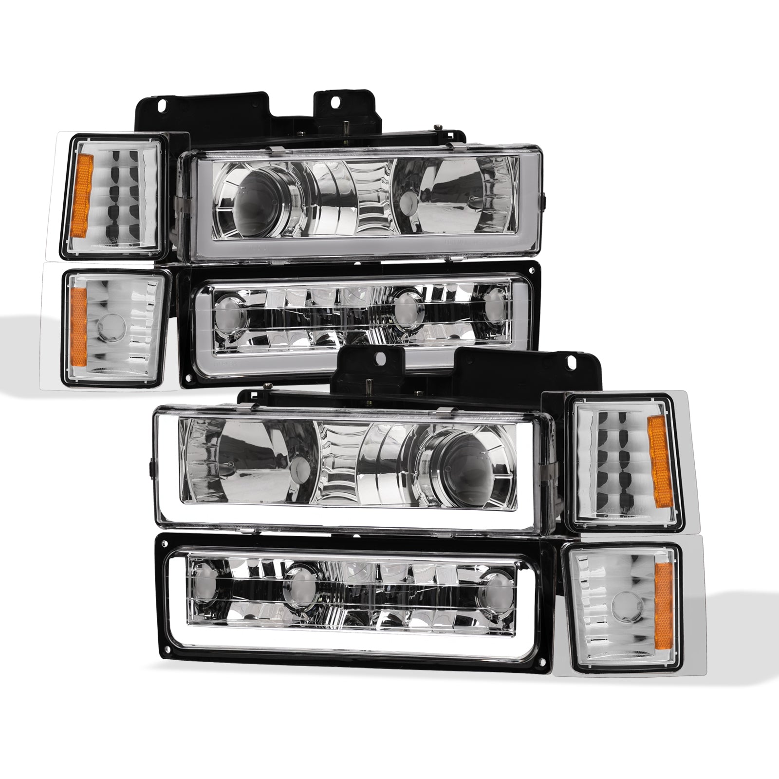 1994-2000 Chevrolet C/K Series Projector Headlights 8PC Set - Chrome