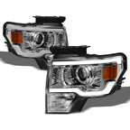 09-14 Ford F-150 Chrome LED Projector Headlights w/ Amber Light Bar