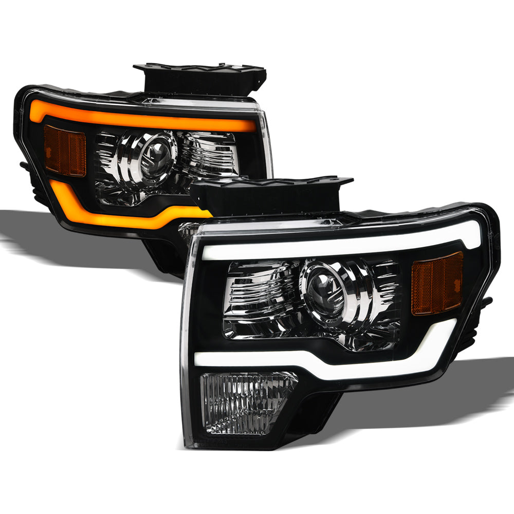 09-14 Ford F-150 Black Projector Headlights Sequential LED - FDPU09DS.06