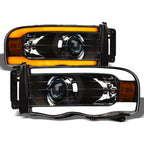 02-05 Dodge Ram Projector Headlights Sequential LED Turn Signal - Black