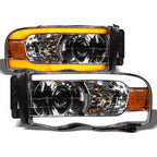 02-05 Dodge Ram Projector Headlights Sequential LED Turn Signal Chrome