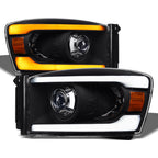 06-08 Dodge Ram Sequential LED Projector Headlights - Black
