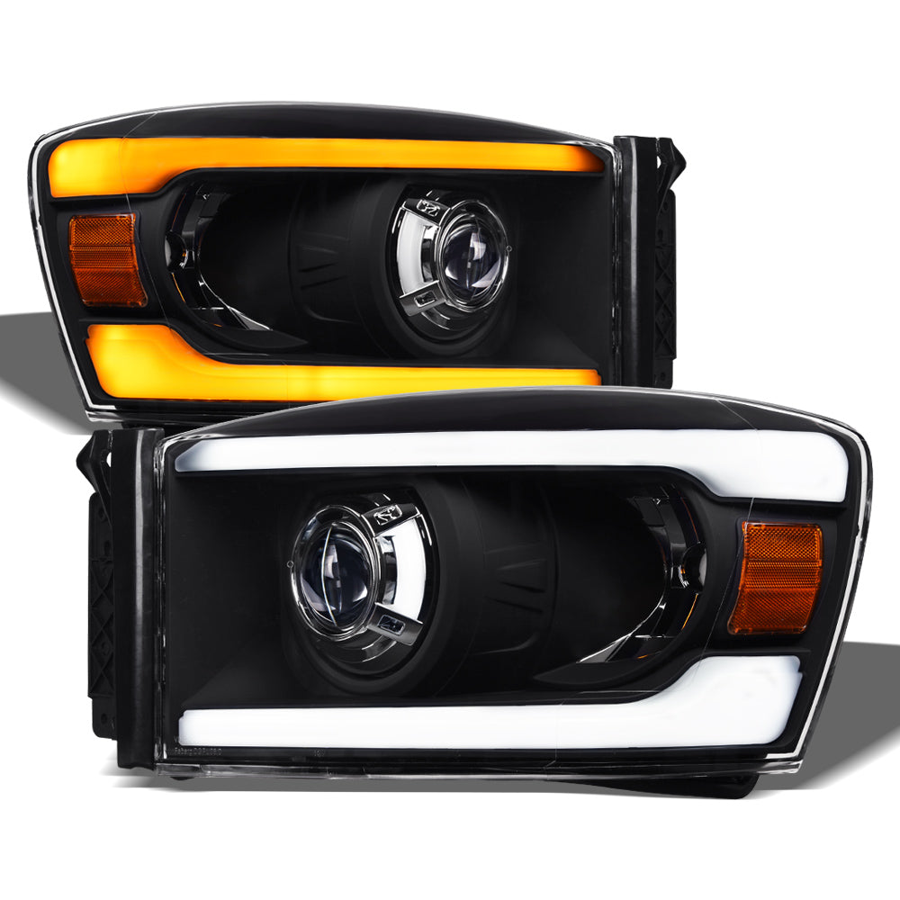 06-08 Dodge Ram Sequential LED Projector Headlights - Black