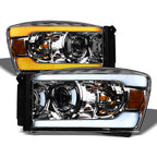06-08 Dodge Ram Sequential LED Projector Headlights Chrome - DGPU06DS