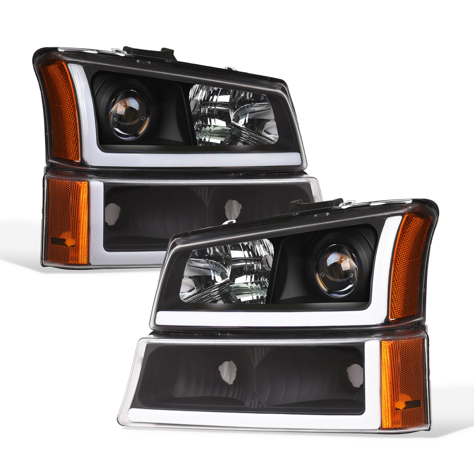 2002-2007 Chevrolet Silverado Avalanche Projector Headlights LED Black