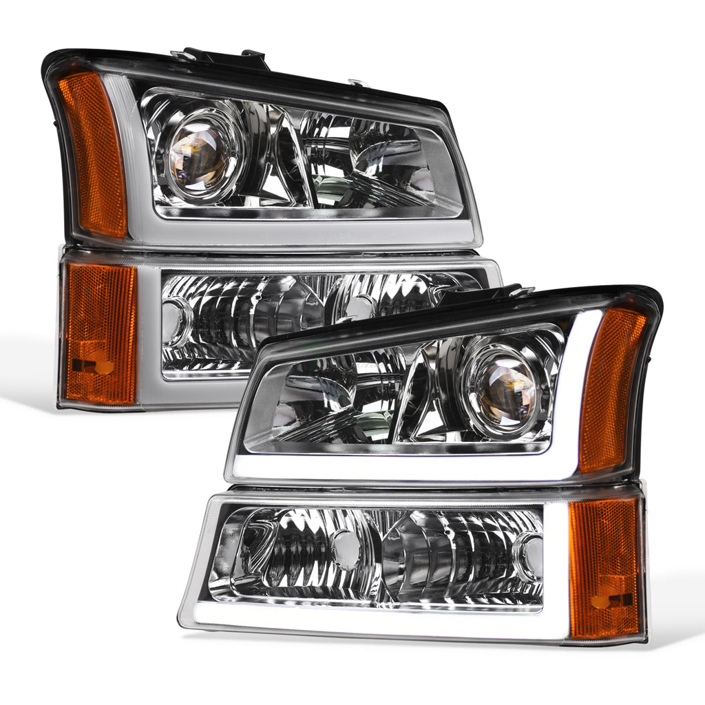 2002-2007 Chevrolet Silverado/Avalanche Projector Headlights & Parking Lights Chrome