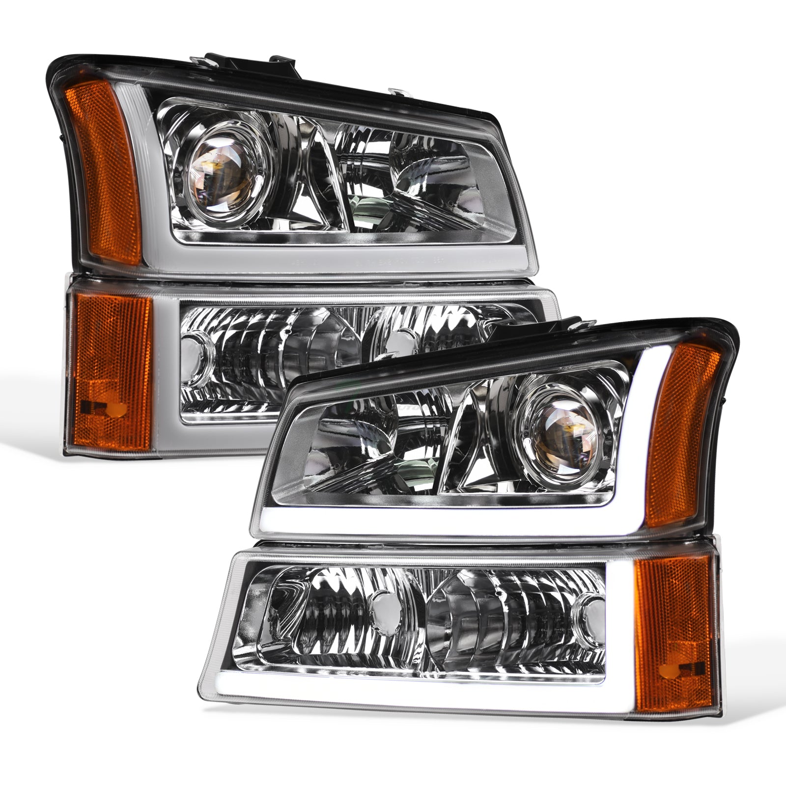 2002-2007 Chevrolet Silverado/Avalanche Projector Headlights & Parking Lights Chrome
