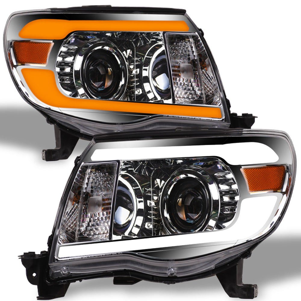 05-11 Toyota Tacoma Projector Headlights Sequential LED Chrome