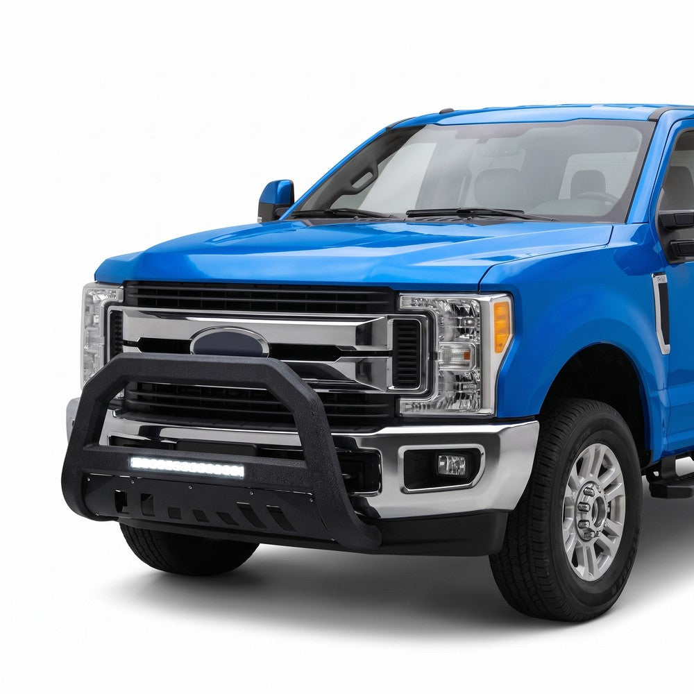 2011-2016 Ford F-250/F-350/F-450/F-550 Super Duty Advanced Series Bull Guard w/ Built-In LED Light Bar — Texture Black — product view