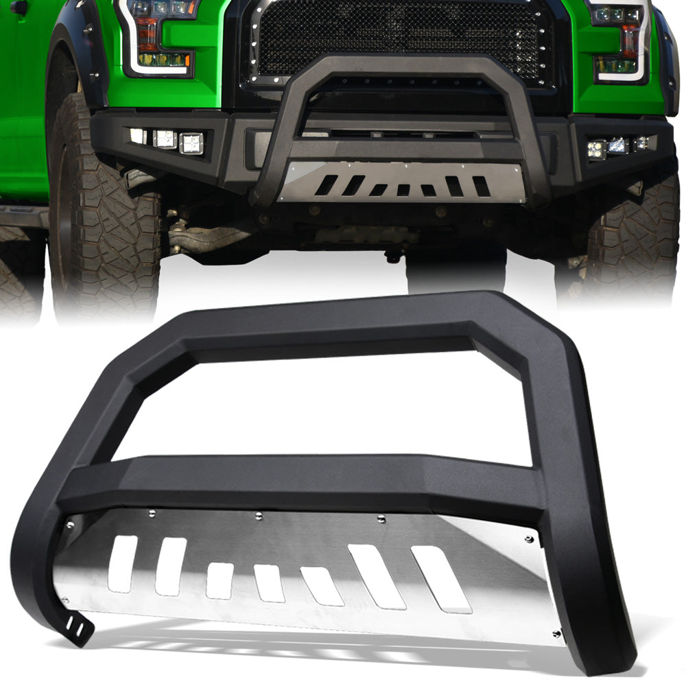 2006-2008 Dodge Ram 1500 Bull Guard w/ Chrome Skid Plate - Matte Black