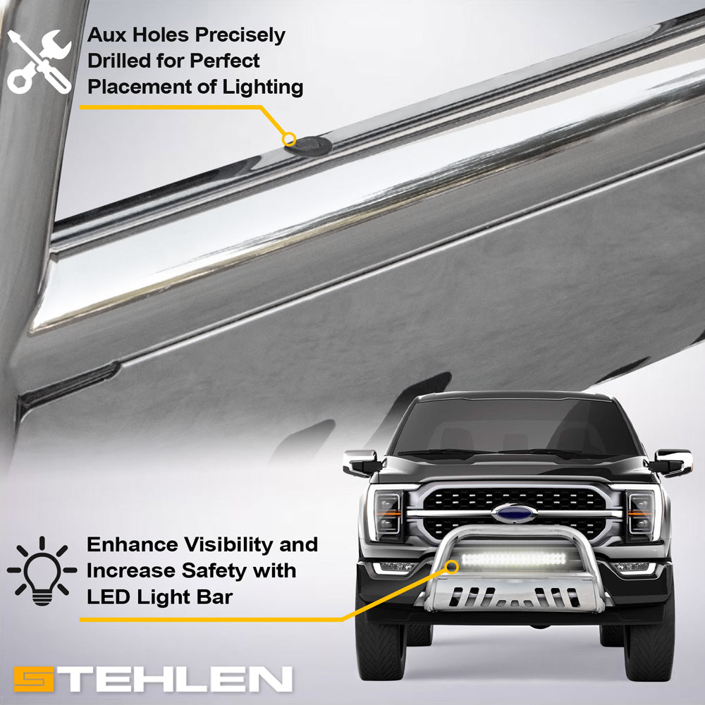 2004-2009 Dodge Durango Chrome Bull Guard with LED Light Bar