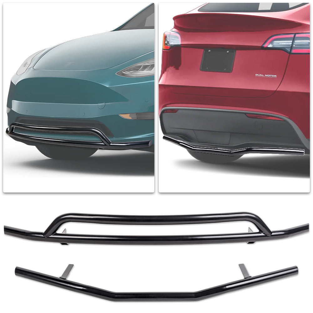 2020-2024 Tesla Model Y Front & Rear Bumper Guard Set - Black Steel