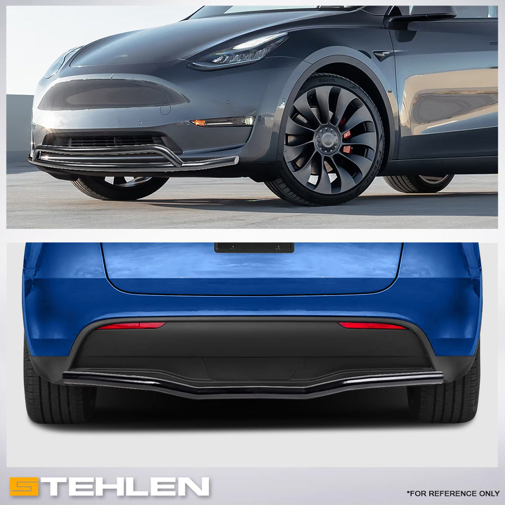 2020-2024 Tesla Model Y Front & Rear Bumper Guard Set - Black Steel