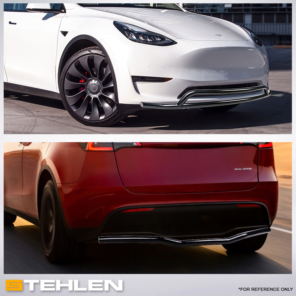 2020-2024 Tesla Model Y Front & Rear Bumper Guard Set - Black Steel