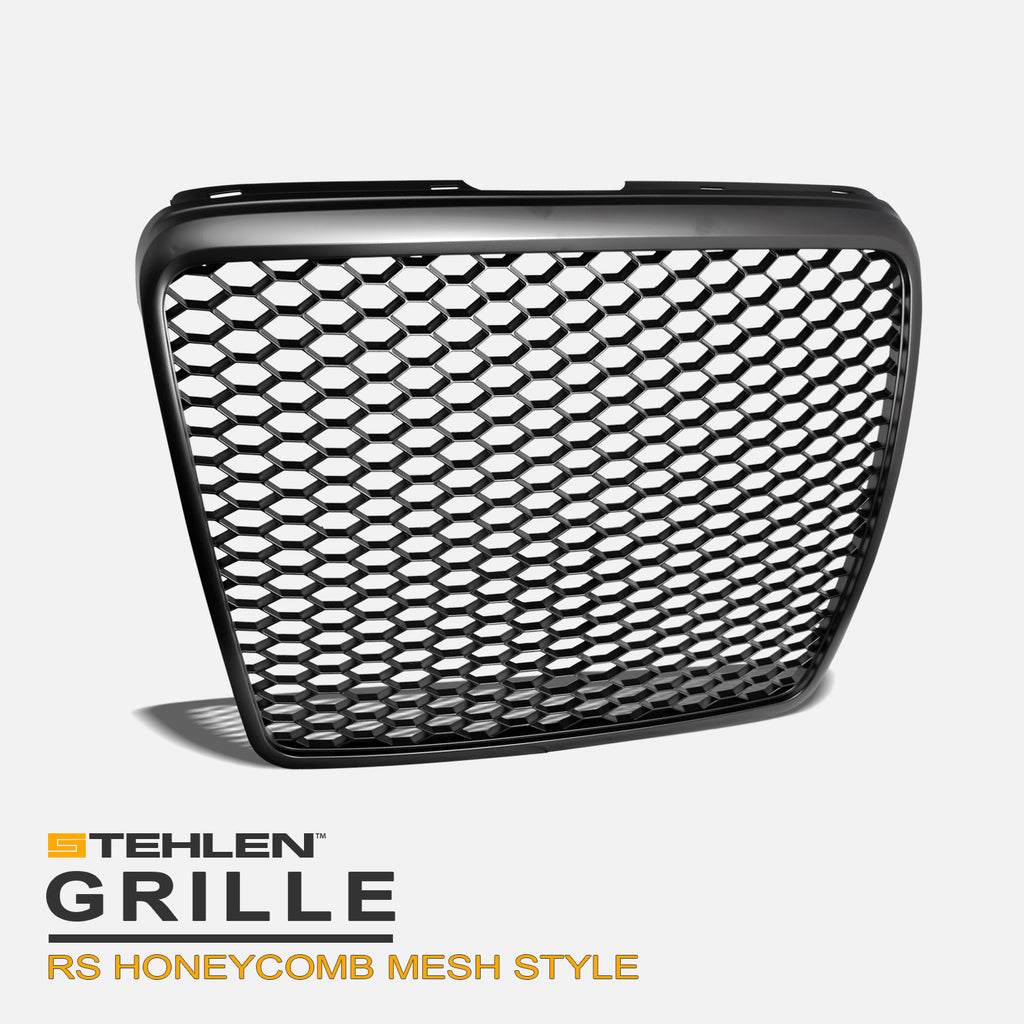 2008-2011 Audi A6 S6 RS Style Honeycomb Mesh Front Grille - Matte Black
