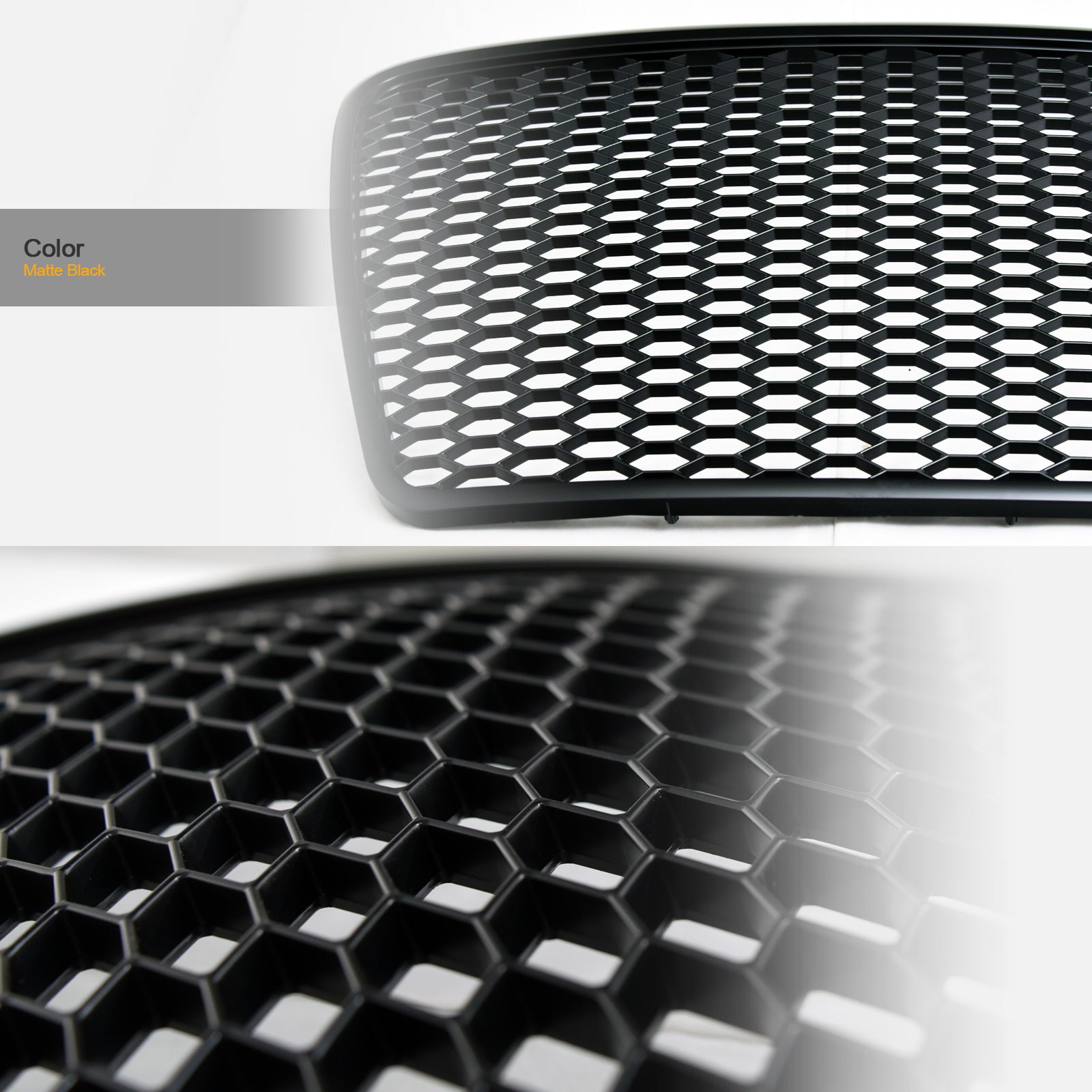2008-2011 Audi A6 S6 RS Style Honeycomb Mesh Front Grille - Matte Black