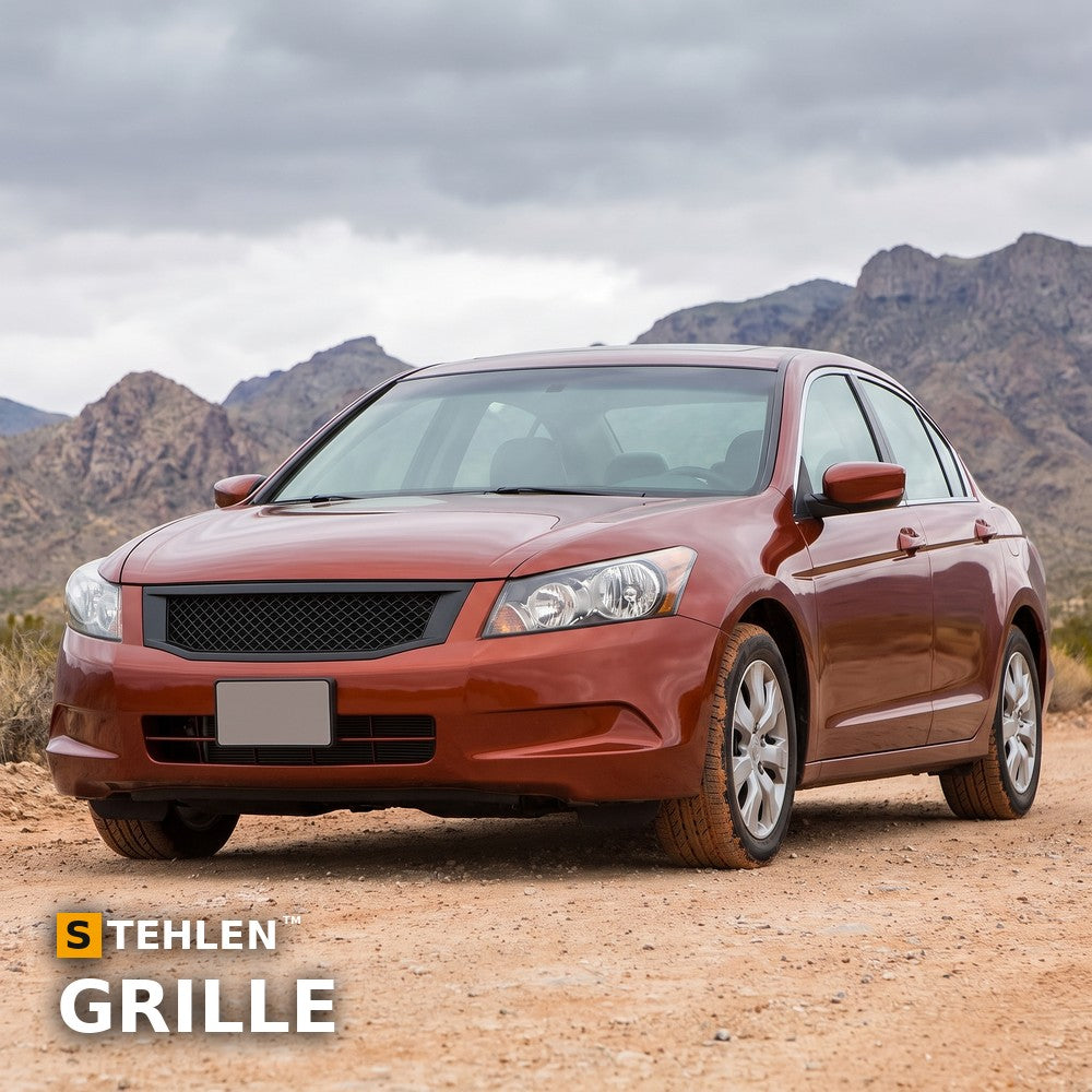 2008-2010 Honda Accord Sedan Mesh Style ABS Front Grille — Matte Black — installed