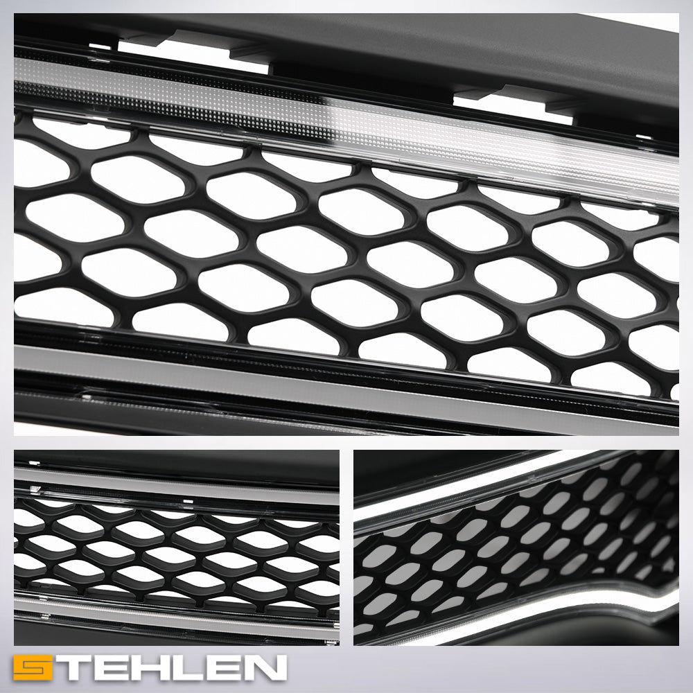 2015-2023 Dodge Charger Hex Style Front Grille w/LED Light Bar - Matte Black
