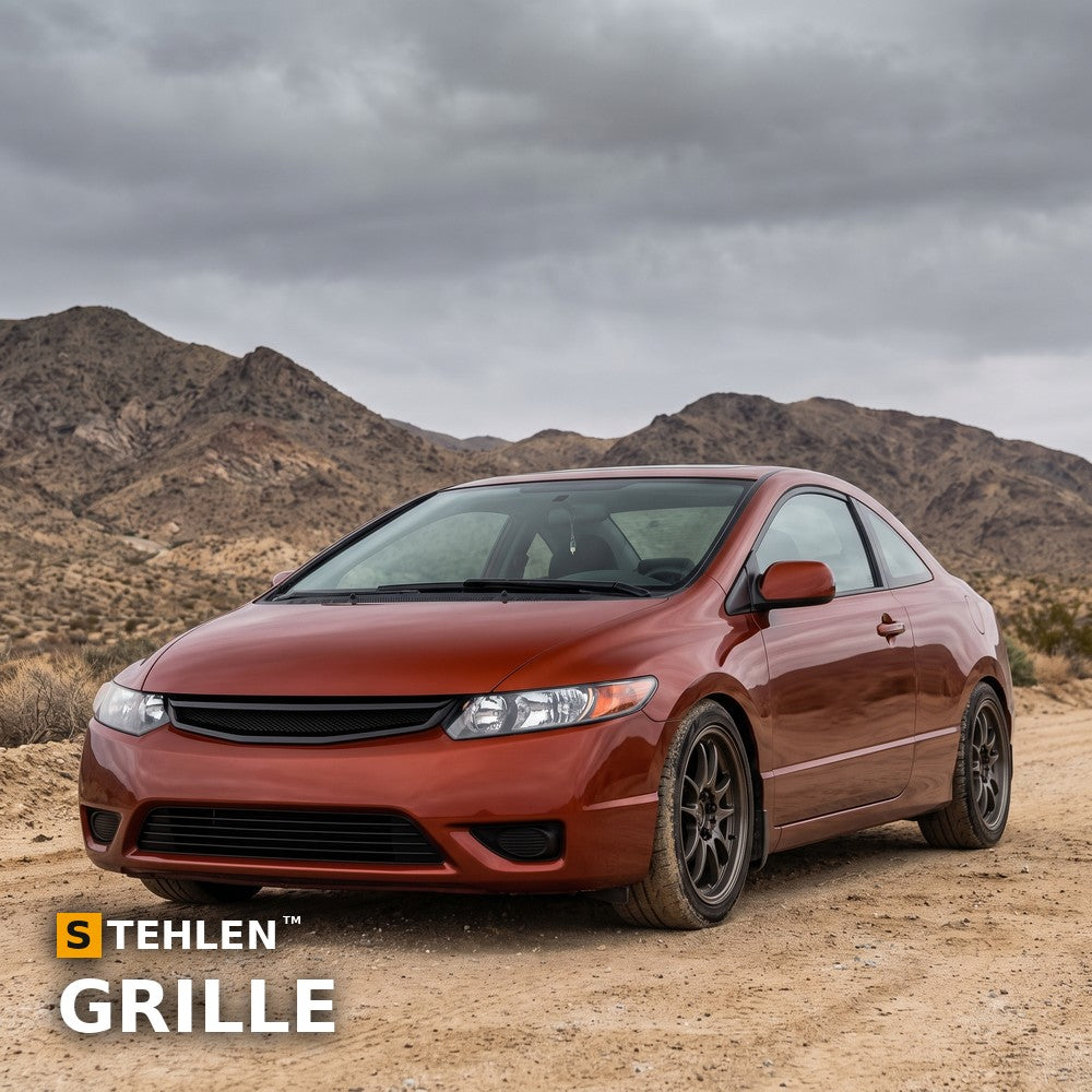 2006-2008 Honda Civic Coupe ABS Front Grille — Black — installed