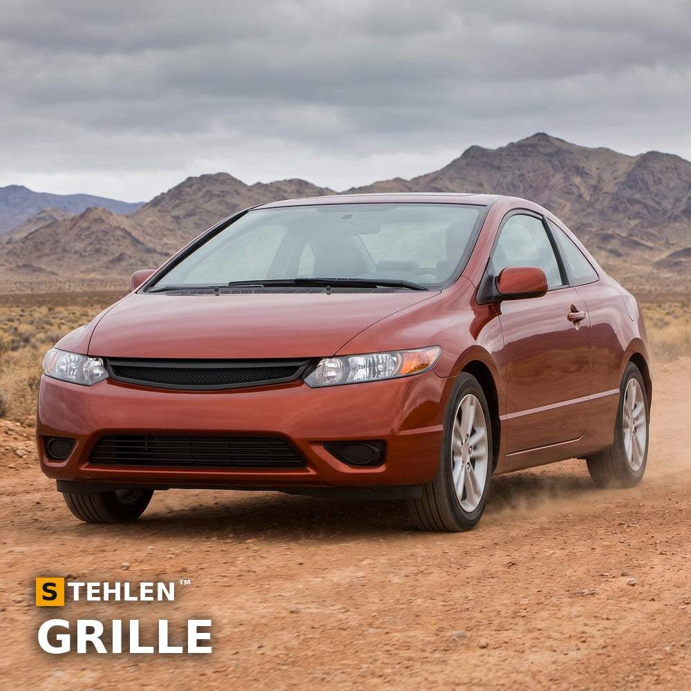 2006-2008 Honda Civic Coupe ABS Front Grille — Matte Black — installed