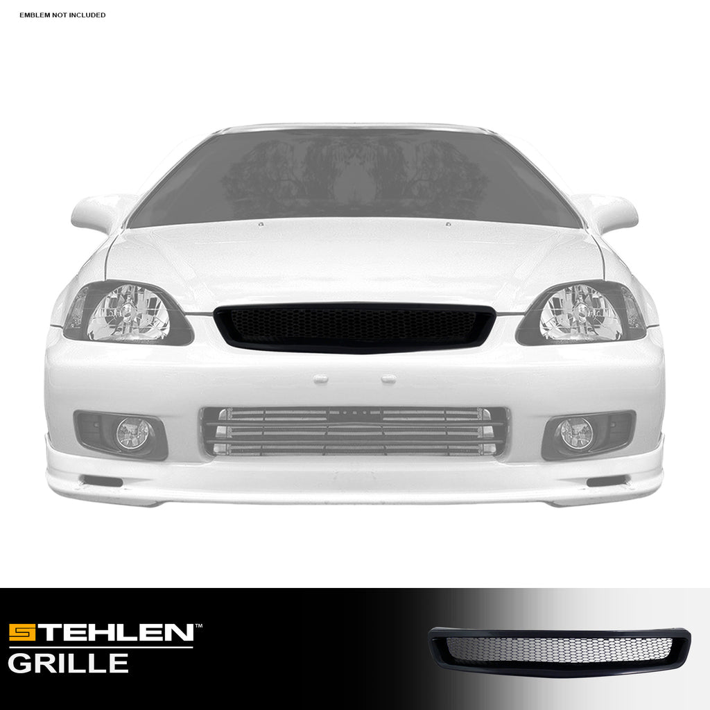 1999-2000 Honda Civic Front Grille - Matte Black ABS
