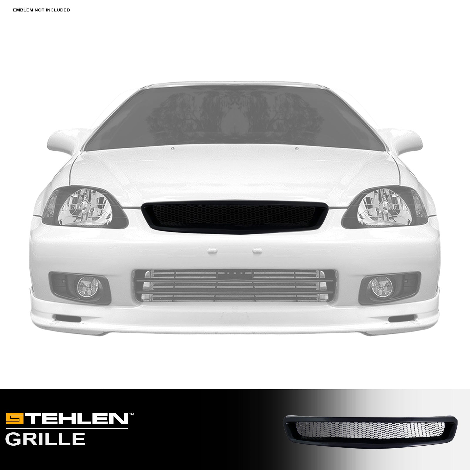 1999-2000 Honda Civic Front Grille - Matte Black ABS