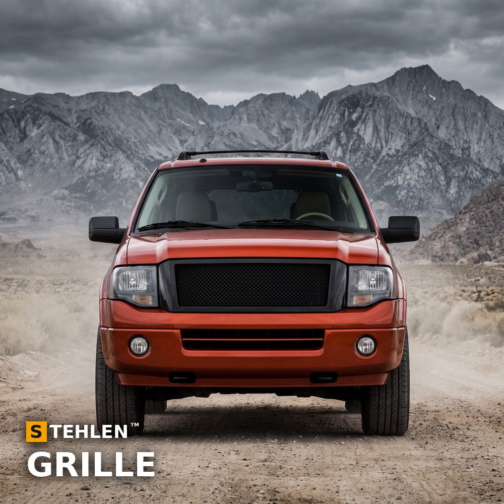 2007-2008 Ford Expedition Mesh Front Bumper Grille — Black — installed