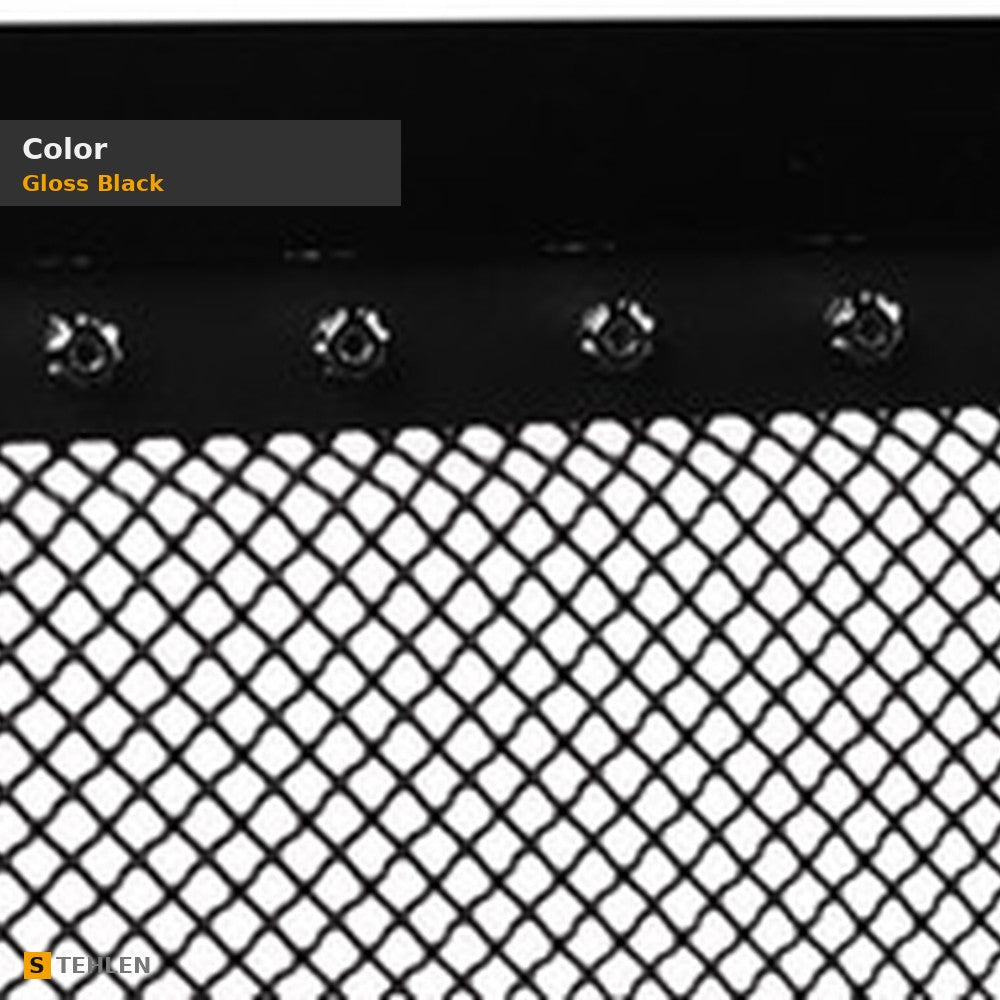 2004-2008 Ford F-150 Studded Wire Mesh Front Grille w/ Chrome Rivets — Black — detail