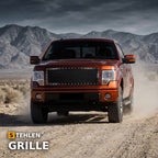 2009-2014 Ford F-150 Studded Wire Mesh Front Grille w/ Chrome Rivets — Black — installed