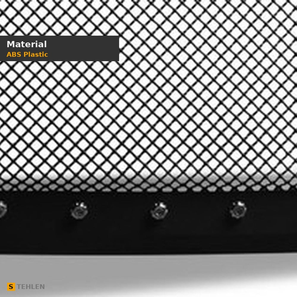2009-2014 Ford F-150 Studded Wire Mesh Front Grille w/ Chrome Rivets — Black — detail